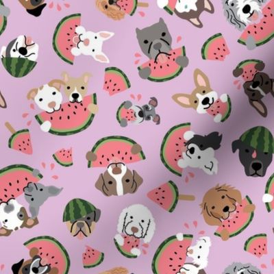 Dogs Eating Watermelon - Purple, Medium Scale