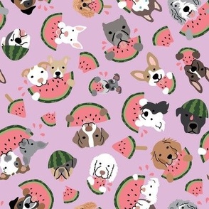 Dogs Eating Watermelon - Purple, Medium Scale