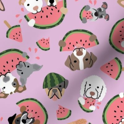 Dogs Eating Watermelon - Purple, Large Scale