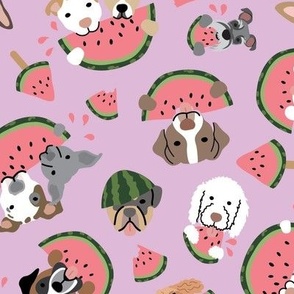 Dogs Eating Watermelon - Purple, Large Scale