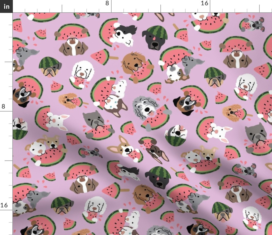 Dogs Eating Watermelon - Purple, Large Scale