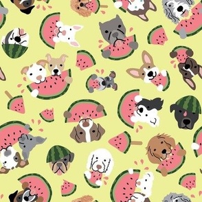 Dogs Eating Watermelon - Yellow, Medium Scale