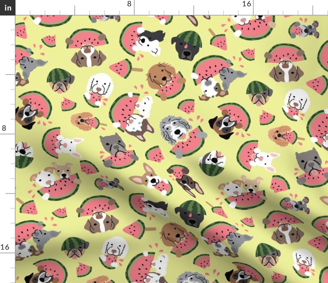 Dogs Eating Watermelon - Yellow, Large Scale