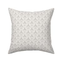 Delancy Cornflower Floral Damask - White Faux Linen Taupe Small Scale