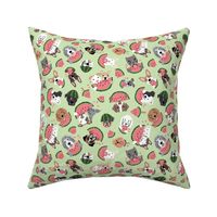 Dogs Eating Watermelon - Green, Medium Scale