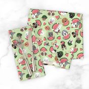 Dogs Eating Watermelon - Green, Medium Scale
