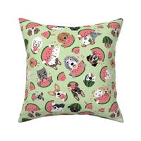 Dogs Eating Watermelon - Green, Large Scale