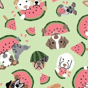 Dogs Eating Watermelon - Green, Large Scale