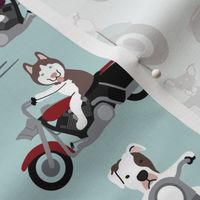 Dogs on Motorcycles - Light Aqua, Large Scale