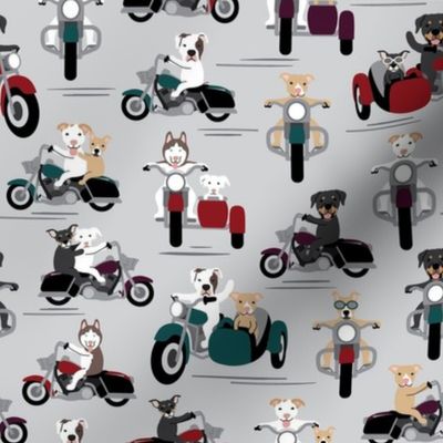 Dogs on Motorcycles - Gray, Medium Scale