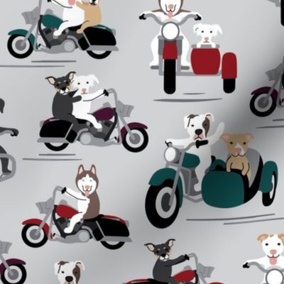 Dogs on Motorcycles - Gray, Large Scale