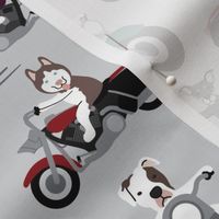 Dogs on Motorcycles - Gray, Large Scale