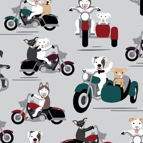 Dogs on Motorcycles - Gray, Large Scale