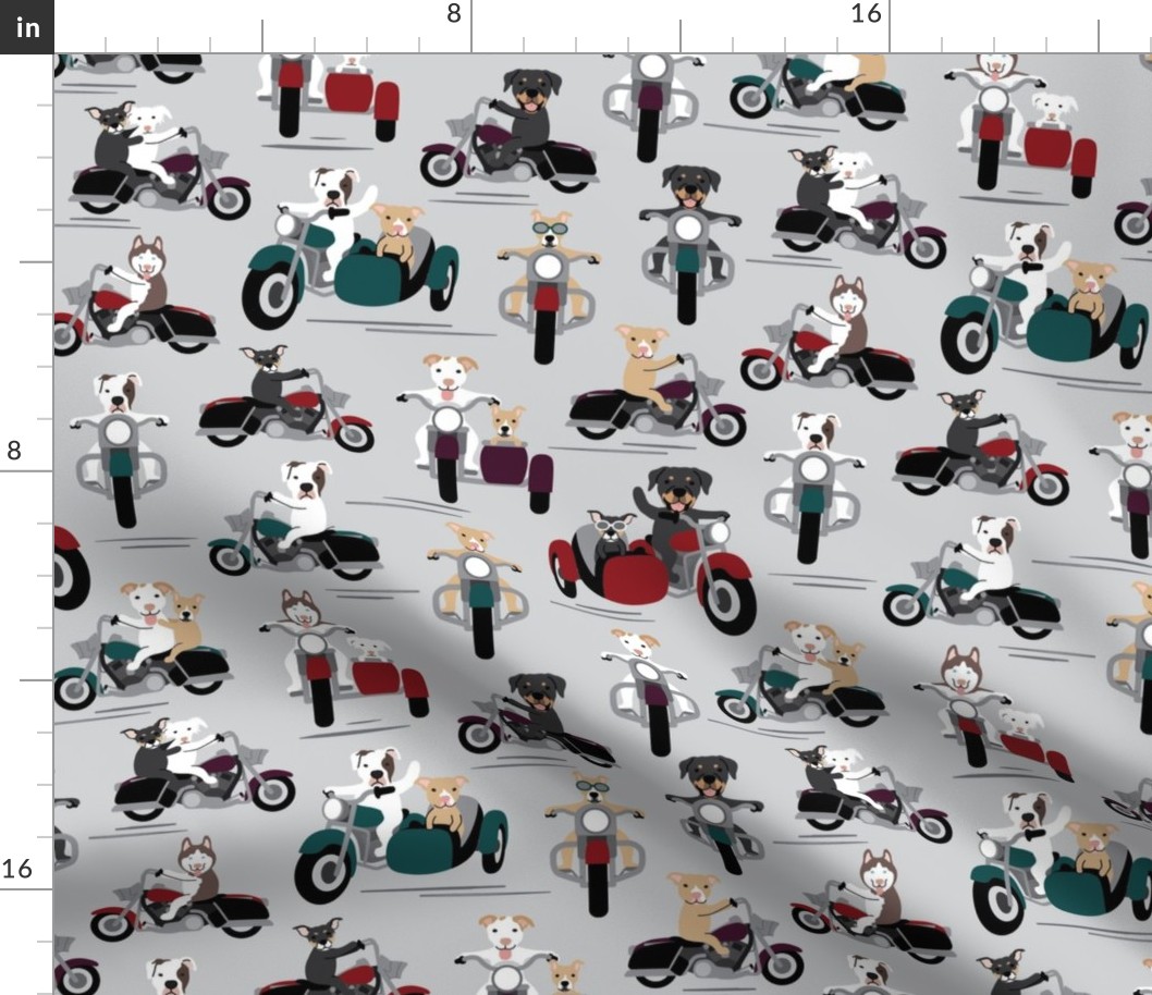 Dogs on Motorcycles - Gray, Large Scale