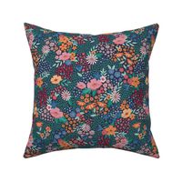 Wildflowers, colorful modern florals, small size, orange teal