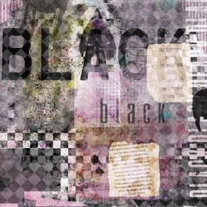 Black ship purple based modern collage style art 
