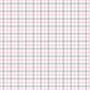 Pink Gray Gingham Fabric, Wallpaper and Home Decor