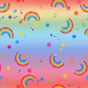 Rainbows on rainbow gradient - watercolor