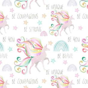 Be Brave Little Unicorn In White