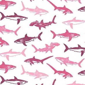 Sharks Block Print Pinks by Angel Gerardo