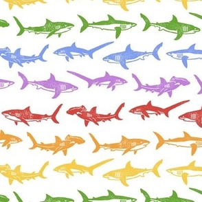 Sharks Block Print Rainbow Stripes by Angel Gerardo