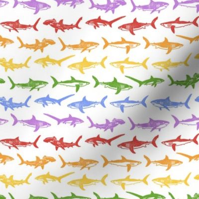 Sharks Block Print Rainbow Stripes by Angel Gerardo - Small Scale