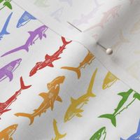 Sharks Block Print Rainbow Stripes by Angel Gerardo - Small Scale