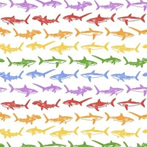 Sharks Block Print Rainbow Stripes by Angel Gerardo - Small Scale