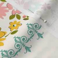 boho floral border print, farmhouse floral, vintage style floal ©terri conrad designs