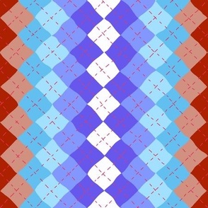Argyle in red and blue