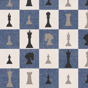Jumbo Checkmate Chess, Denim and Cream by Brittanylane