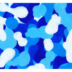 Acrylic Art Blue Cloud Cow Pattern Abstract Wall Art