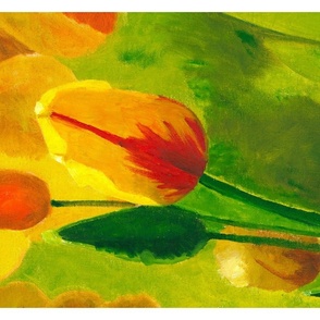 Hand painted oil Tulip wall art