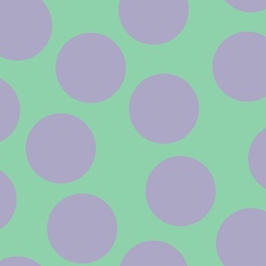 Jumbo large spots in pastel purple on green