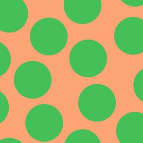 Jumbo large spots in green on orange