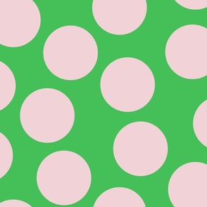 Jumbo large spots in blush pink on green