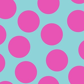Jumbo large spots in pink on light blue