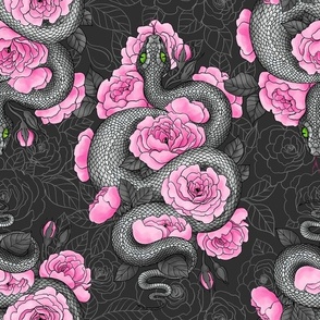 Snakes and pink roses