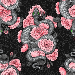 Snakes and peach roses