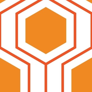 Hexagon abstract geometrical pattern in orange and white