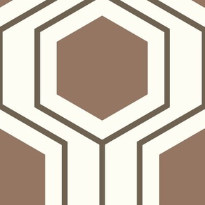 Hexagon abstract geometrical pattern in mocha, bark and natural colors