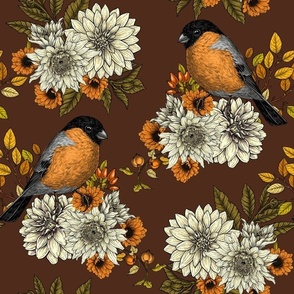 Bullfinch on autumn florals 6