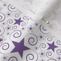 Stars with Swirls on White- Purple 815f9c-5748