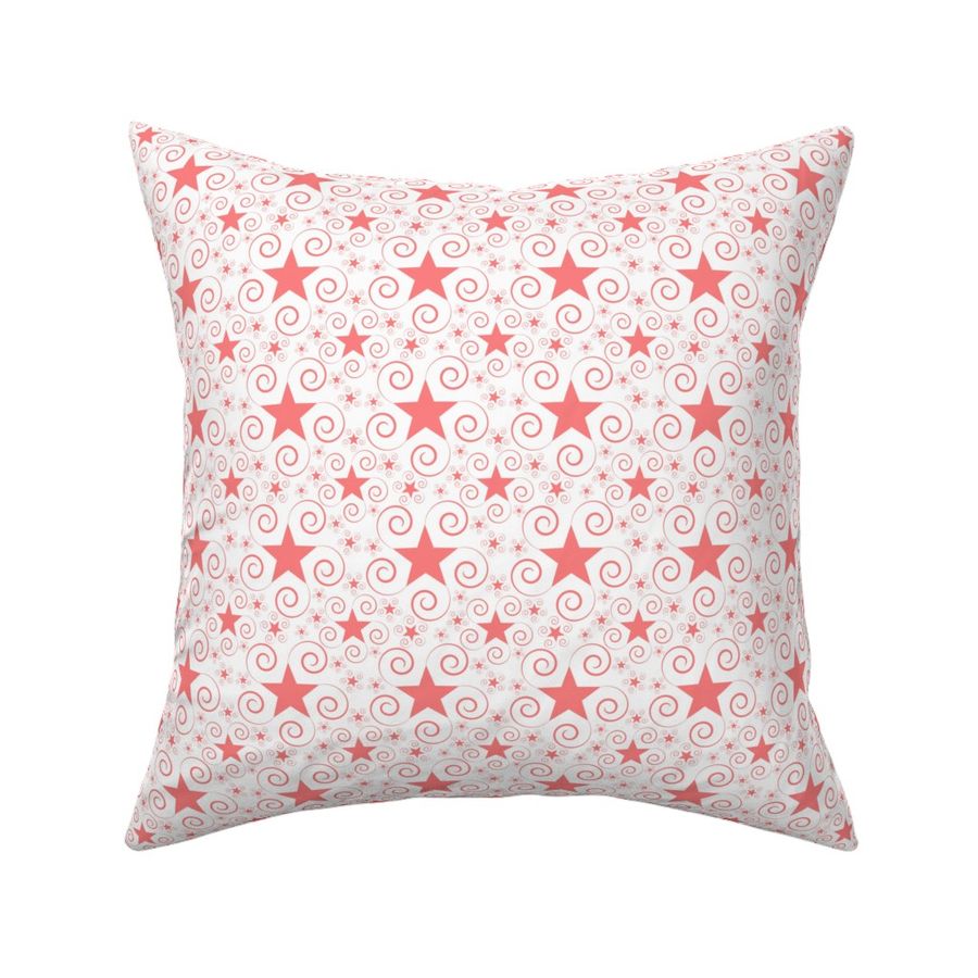 Stars with Swirls on White- Blush Pink-ff8080-5748