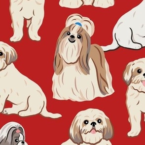 Shih Tzu Dogs - Extra Large - Red