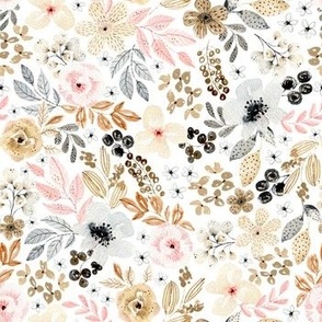 Almost White Watercolor Floral Pattern