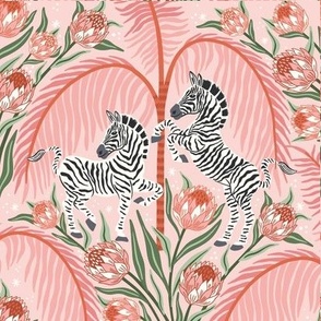 zebra and protea/peach