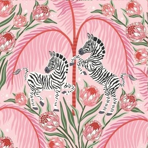 zebra and protea/pink