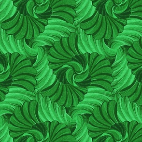 Feather Swirls Emerald Green