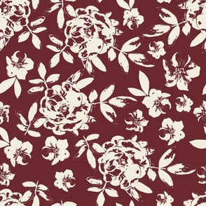 Burgundy and Cream Rose Floral (12")
